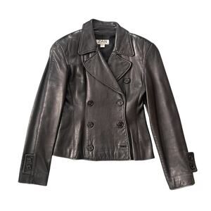 ZAN Collection Black Leather Coat Jacket Sz S